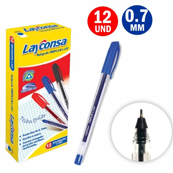 Boligrafo Layconsa TRIPLUS L-35F azul x12und