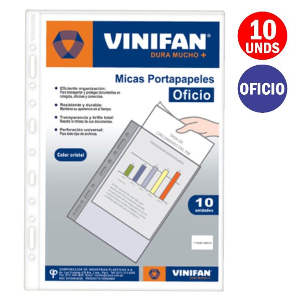 PORTAPAPELES MICA VINIFAN OFICIO X10 /UND