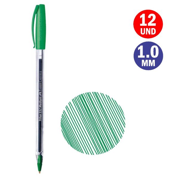 BOLIGRAFO FABER CASTELL TRILUX 032-M VERDE OSCURO x12 Und