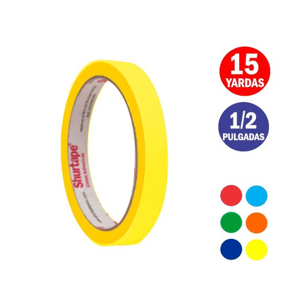 MASKING SHURTAPE DE COLORES SURTIDOS 1/2" X15YD