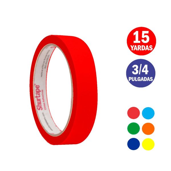 MASKING SHURTAPE DE COLORES SURTIDO 3/4" X15YD