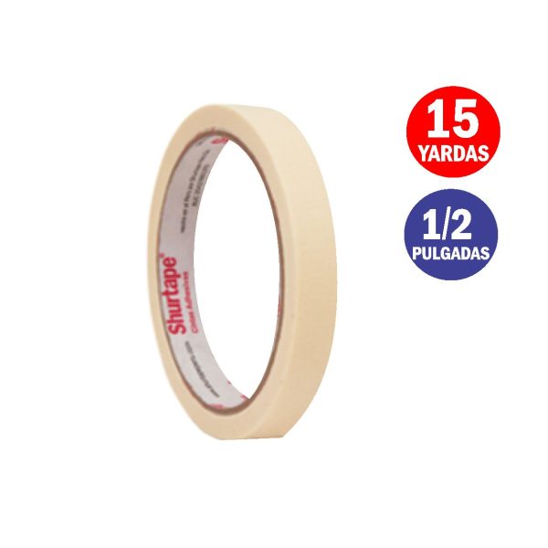 MASKING SHURTAPE NATURAL DE 1/2" X 15YDS
