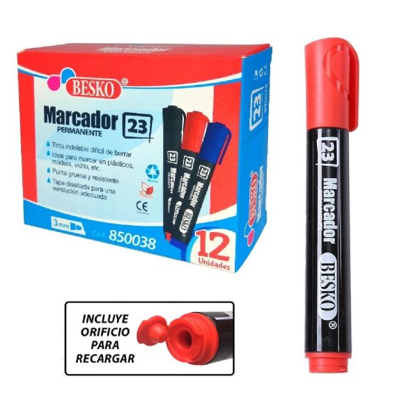 MARCADOR BESKO#23 ROJO 850038 x12 Und