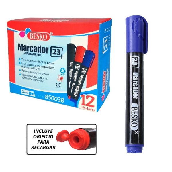 MARCADOR BESKO#23 AZUL 850038 x12 Und