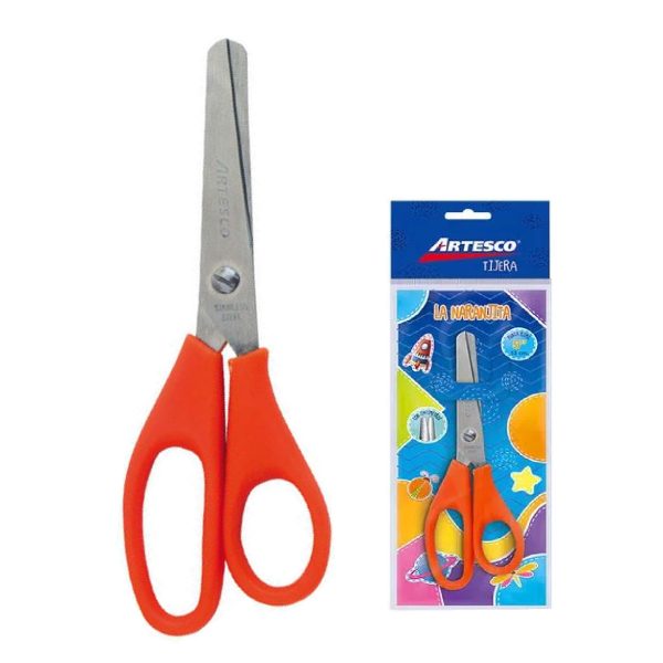 TIJERA ESCOLAR ARTESCO M/NARANJA 5" PULGADAS