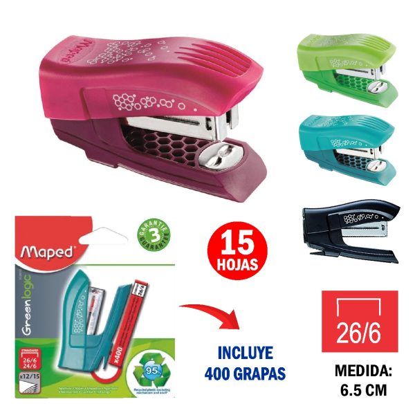 MINI ENGRAPADOR MAPED DECOLORES GREENLOGIC 26/6 - BLISTER