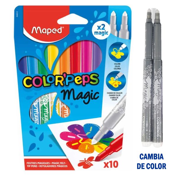 PLUMONES MAPED DE COLOR PEPS MAGICOS X 10