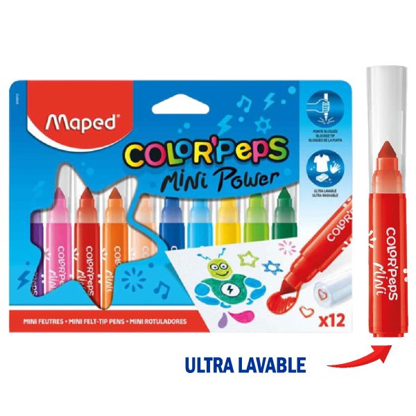 PLUMONES MAPED COLOR PEPS MINI POWER X 12/UND.