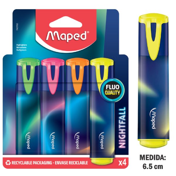RESALTADOR MAPED NIGHTFALL TEENS X 4 ESTUCHE CARTON