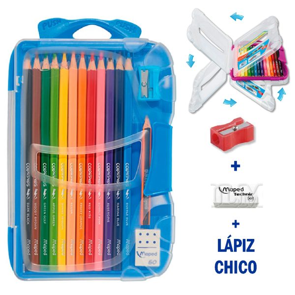 COLORES MAPED SMART BOX ESTUCHE X 12 COLORES +TAJ+BORR+LAP