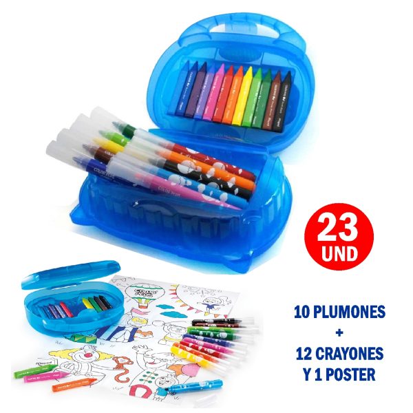 MALETIN MAPED BUHO COLOR´PEPS 10 PLUMONES + 12 CRAYONES + 1 POSTER