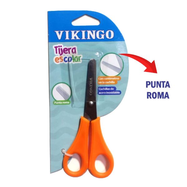 Tijera Vikingo TE-VK12 escolar anaranj blister x1