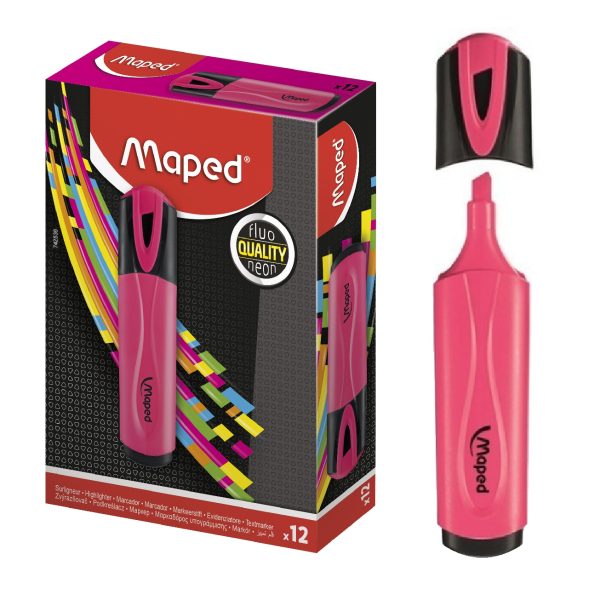 RESALTADORES MARCADOR FLUO ROSA X12 CAJA DE CARTON MAPE