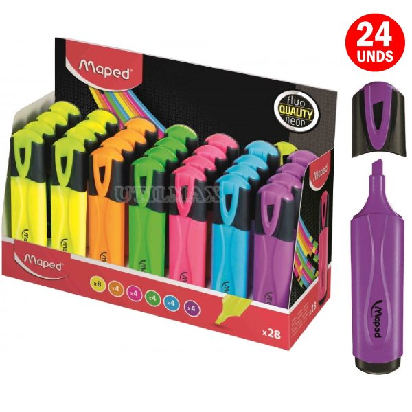 RESALTADORES MARCADOR MAPE FLUO COLORES SURTIDAS DISPLAY *28Und