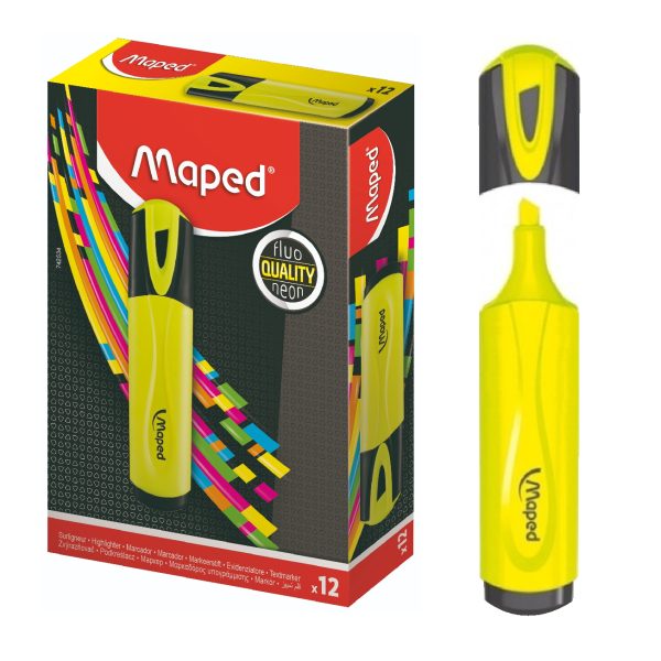 RESALTADORES MARCADOR FLUO AMARILLO X12 CAJA CARTON MAPE