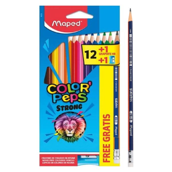 COLORES MAPED STRONG X 12 COLORES + LAPIZ + TAJADOR