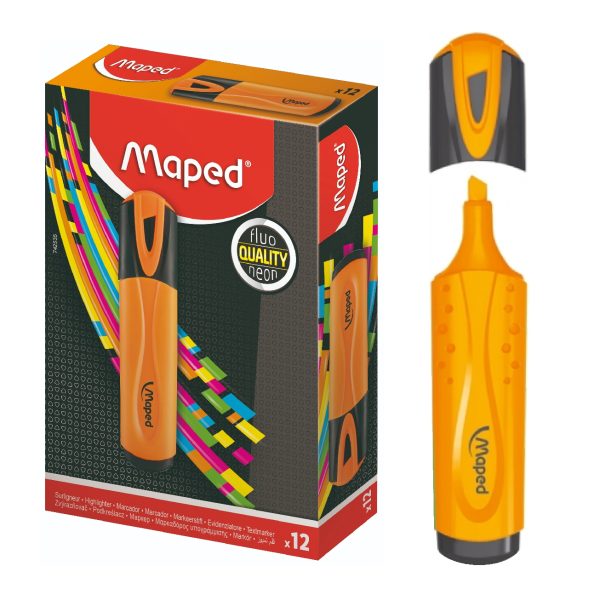 RESALTADORES MARCADOR FLUO NARANJA X12 CAJA CARTON MAPE