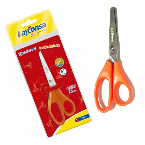 Tijera escolar layconsa 5" - 13cm Colores naranja