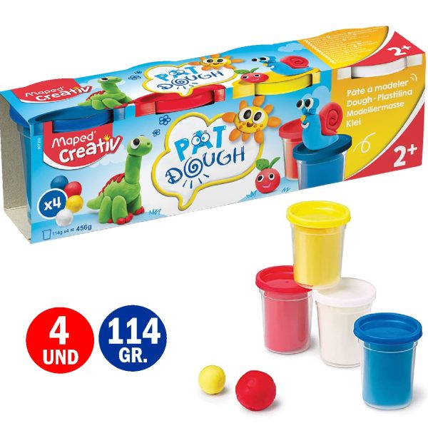 MASITA PLASTILINA EN POTE x4 Und SET MAPED CREATIV