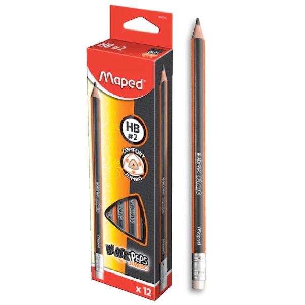 LAPIZ MAPED GRAFITO JUMBO CON GOMA HB X12Und