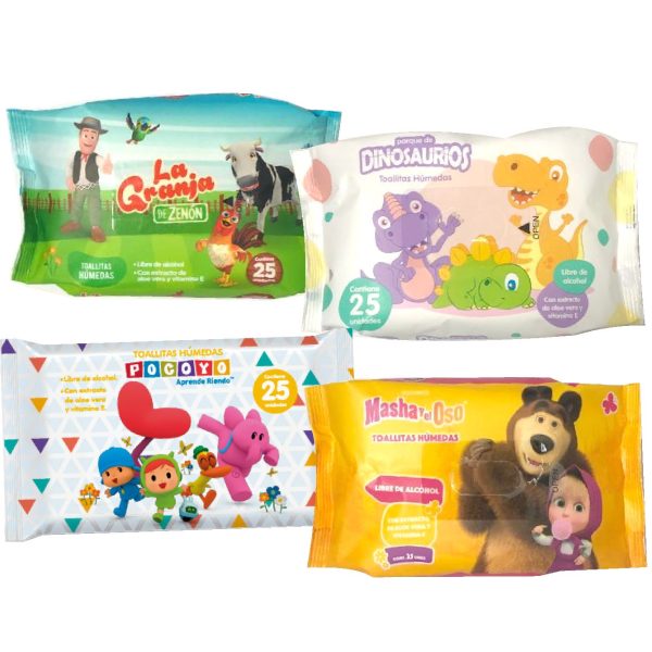 TOALLITAS HUMEDAS X25 PCS DISEÑO VARIADOS/UND. goto market