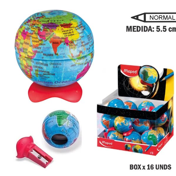 TAJADOR MAPED GLOBO TERRAQUEO - 1 C/ DEPOSITO/und.