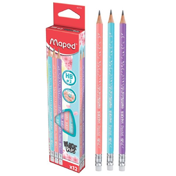 LAPIZ MAPED DE GRAFITO HB X 12 PASTEL C/ BORRADOR