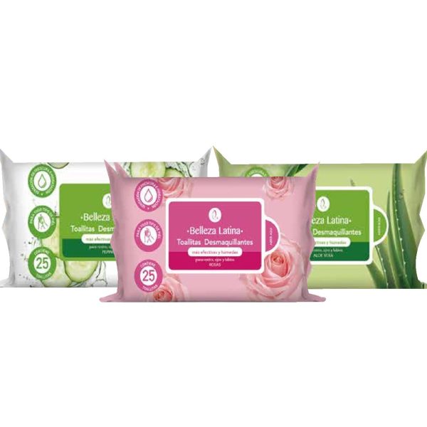 TOALLITAS DESMAQUILLANTES 25PCS BELLEZA LATINA