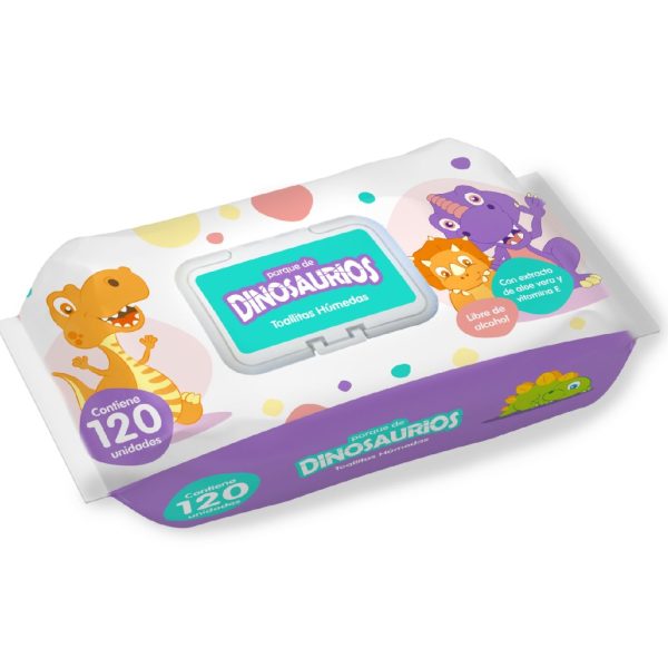 TOALLITAS HUMEDAS X120 PARQUE DE DINOSAURIOS X 120 PCS