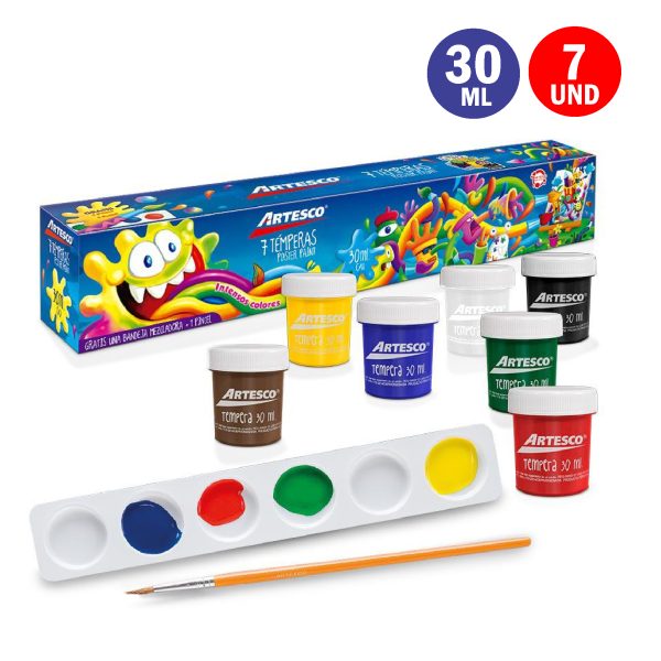 TEMPERA ESTUCHE x7 POSTER PAINT ARTESCO 30ML/SET