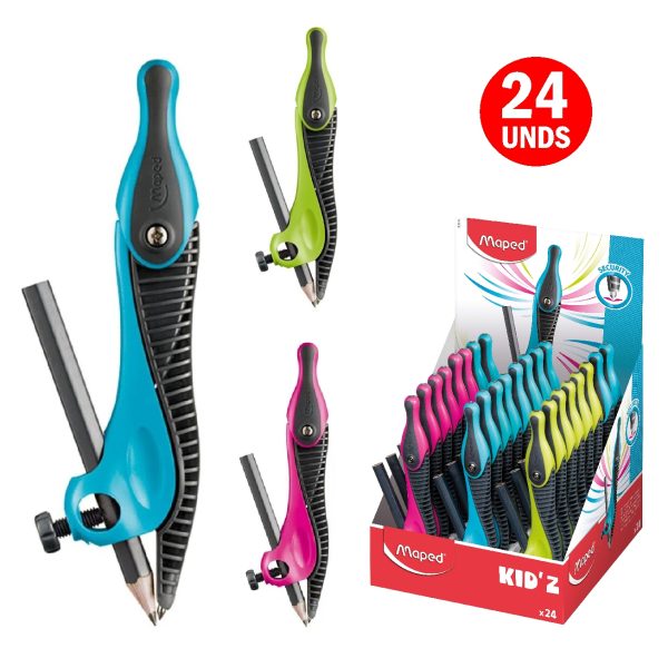 COMPAS ABRAZADERA KIDZ DE PLASTICO + LAPIZ