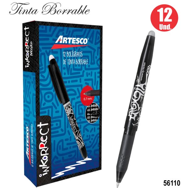 BOLIGRAFO BORRABLE ARTESCO GEL INKORRECT NEGRO x12und