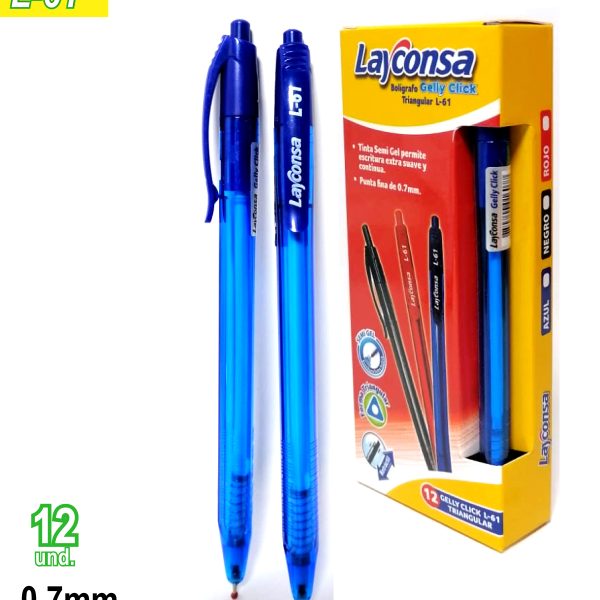 Boligrafo retractil triang. Gelly click L-61 azul
