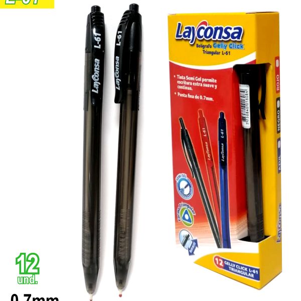 Boligrafo retractil triang. Gelly click L-61 negro