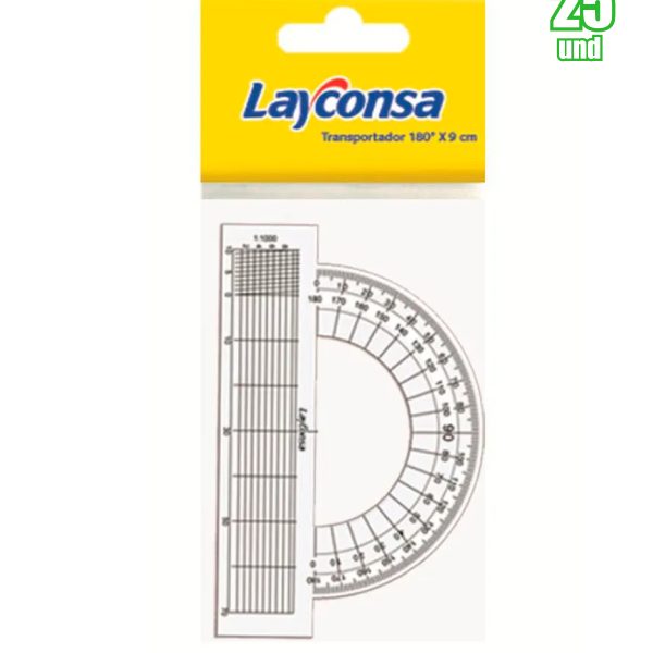 Transportador Layconsa 180° x 9 cm cajita X25Und