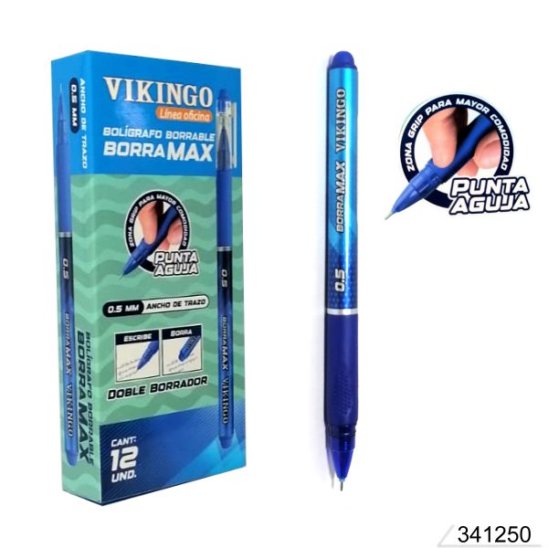 Boligrafo Vikingo borrable BORRAMAX AZUL X12 UND