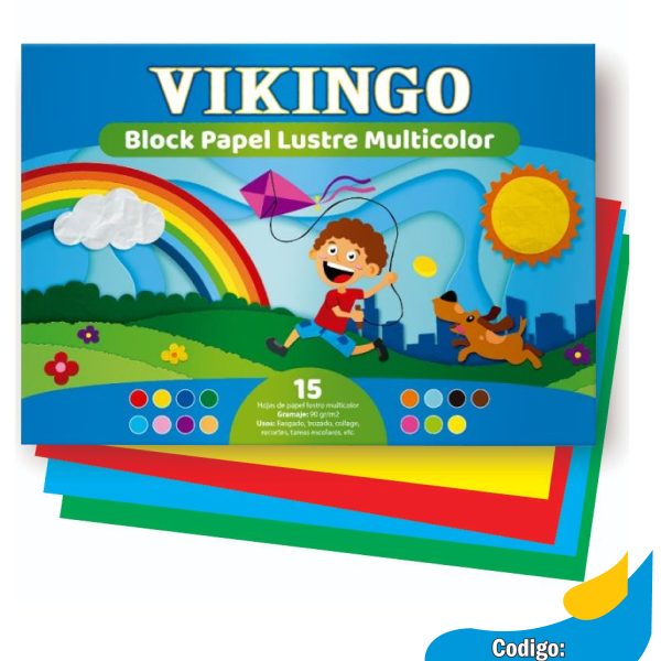 Block Vikingo Papel lustre multicolor 90gr x15und 48.5x34cm Empastado